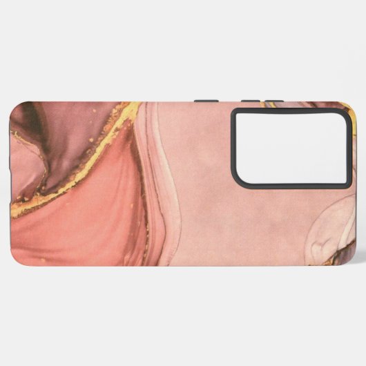 Perzik met gouden geode samsung galaxy hoesje (Linkerkant)