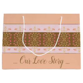 Perzik met roze groot cadeauzakje