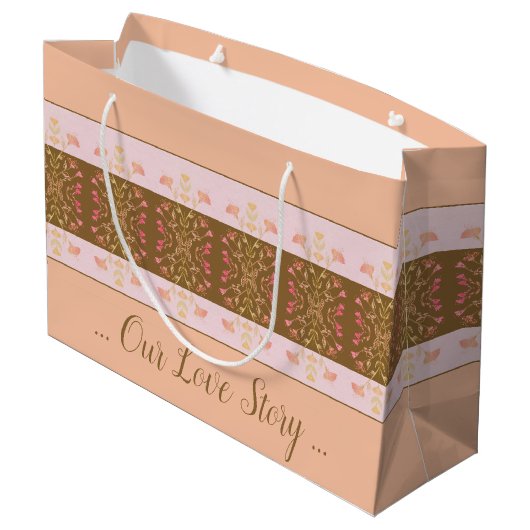 Perzik met roze groot cadeauzakje (Achterkant Gekanteld)