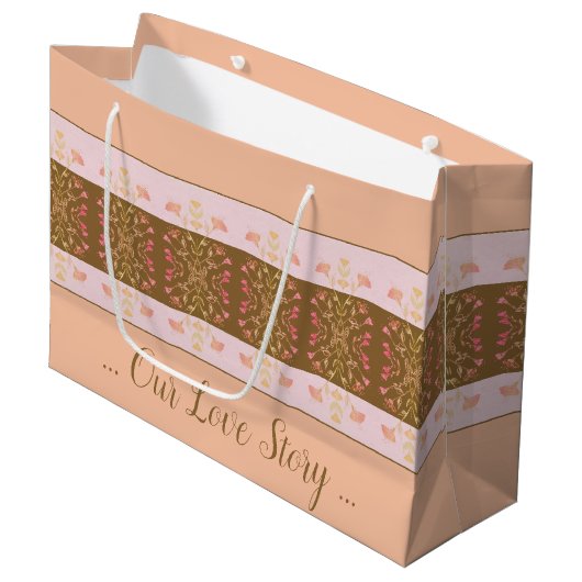 Perzik met roze groot cadeauzakje (Voorkant Gekanteld)