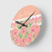 Perzik met Rozen in roze Ronde Klok (Hoek)