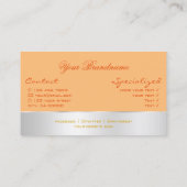 Perzik met Silver Decor en prachtige Roos Flower Visitekaartje (Achterkant)