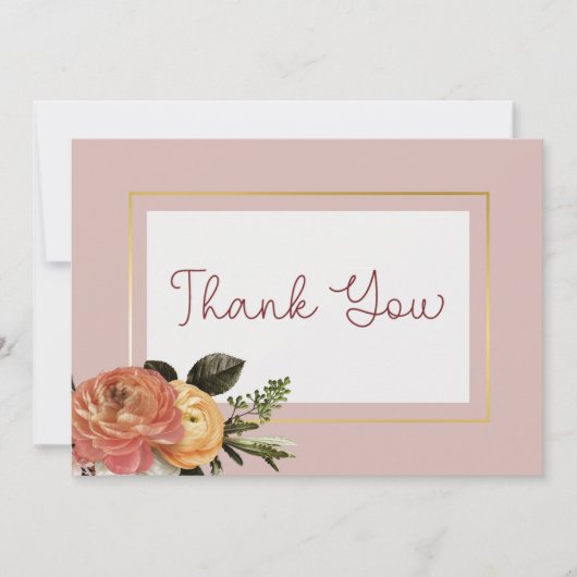 Perzik Mimosa Blooms Bloemen Bloemen Bruiloft Bedankkaart (Voorkant)