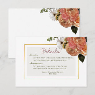Perzik Mimosa Blooms Bloemen Bloemen Bruiloft Deta Informatiekaartje