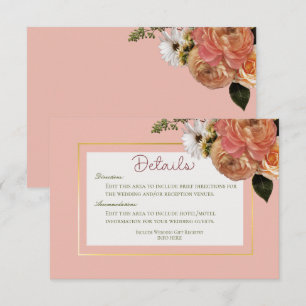 Perzik Mimosa Blooms Bloemen Bloemen Bruiloft Deta Informatiekaartje