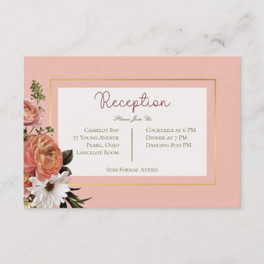 Perzik Mimosa Blooms Bloemen Bloemen Bruiloft Rece Informatiekaartje (Voorkant)