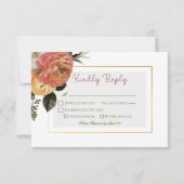 Perzik Mimosa Blooms Bloemen Bloemen Bruiloft RSVP Kaartje (Voorkant)