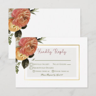Perzik Mimosa Blooms Bloemen Bloemen Bruiloft RSVP Kaartje