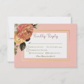 Perzik Mimosa Blooms Bloemen Bloemen Bruiloft RSVP Kaartje (Voorkant)