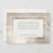 Perzik Mimosa Blooms Gouden Bloemen Bruiloft Bedankkaart (Achterkant)