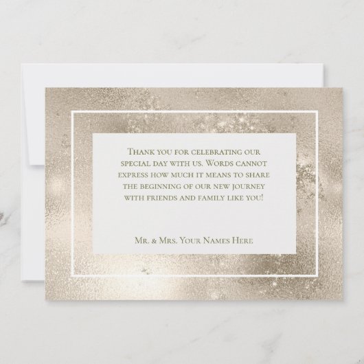 Perzik Mimosa Blooms Gouden Bloemen Bruiloft Bedankkaart (Achterkant)