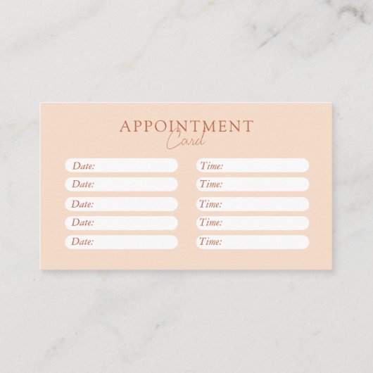 Perzik, Minimaal, Elegant, Salon Afsprakenkaartje (Achterkant)