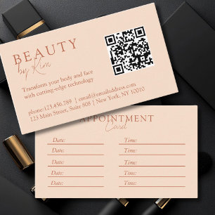 Perzik, Minimaal, Elegant, Salon, QR-code Afsprakenkaartje