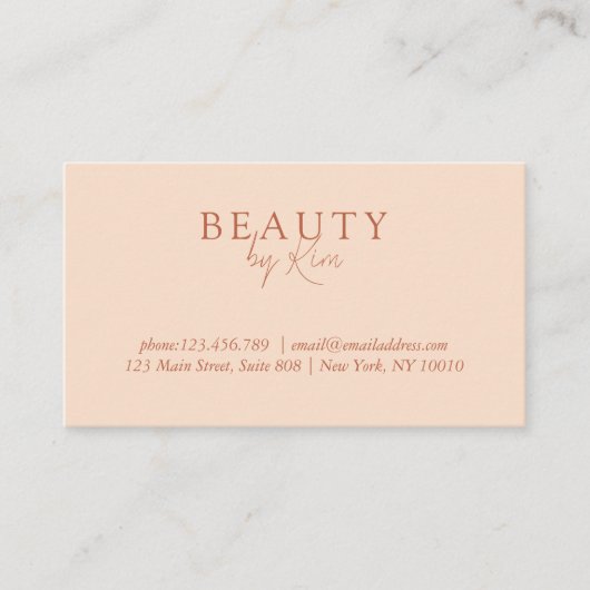 Perzik, minimaal elegant, Salon QR-code Visitekaartje (Voorkant)