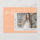 Perzik Minimaal Foto Zij deed het Afstuderen Briefkaart (Voorkant)