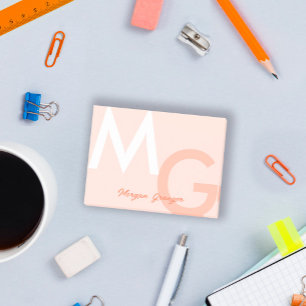 Perzik Minimale Schone Moderne Grote Monogram Post-it® Notes