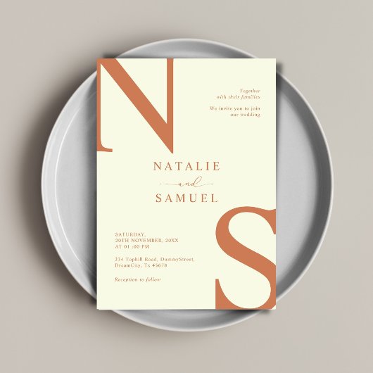 Perzik Minimalistisch & Elegant Bold Initialen Bru Kaart