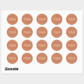 Perzik Minimalistisch & Elegant Bold Initialen Bru Ronde Sticker (Vel)
