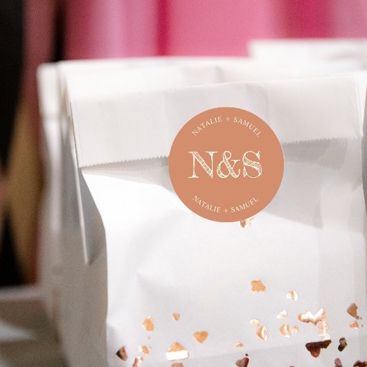 Perzik Minimalistisch & Elegant Bold Initialen Bru Ronde Sticker