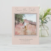 Perzik Minimalistische Foto Bewaar de Datum Save The Date (Staand voorkant)