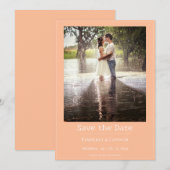 Perzik Minimalistische Moderne Foto Save The Date (Voorkant / Achterkant)