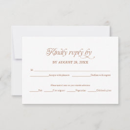 Perzik Minimalistische Trouw-RSVP Elegante Antwoor RSVP Kaartje