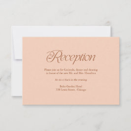 Perzik Minimalistische Trouwreceptie Insteekkaart RSVP Kaartje