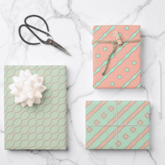 Perzik Mint Artistry Wrapping Papier Flat Sheet Se Inpakpapier Vel (Voorkant)