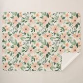 Perzik Mint Bloemen Sherpa Deken (Voorkant (horizontaal))