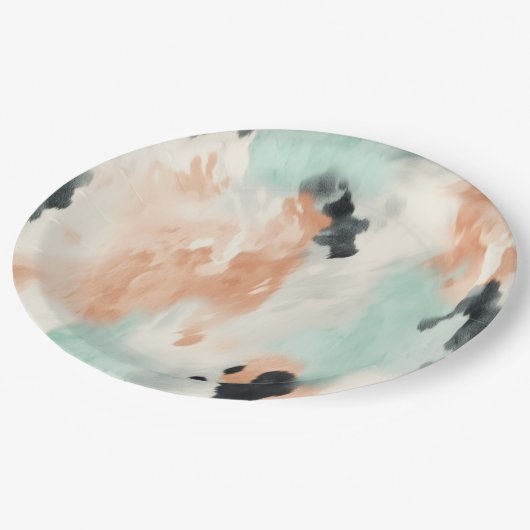 Perzik Mint Cream Western Koeienhuid Papieren Bordje (Gekanteld)