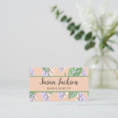 Perzik Mint Floral Modern Visitekaartje (Staand voorkant)