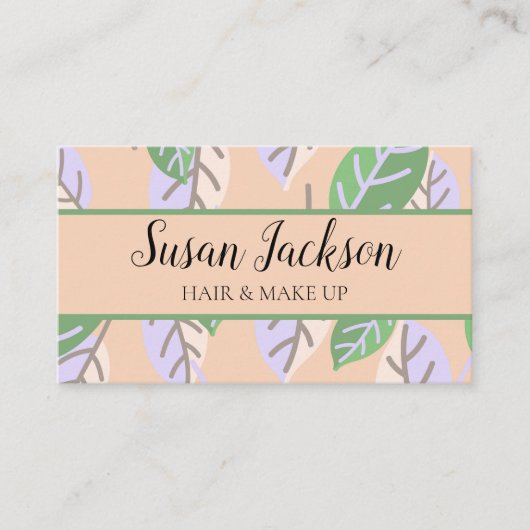 Perzik Mint Floral Modern Visitekaartje (Voorkant)