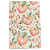 Perzik Mint Mooie Hartjes Bloemen Medium Cadeauzakje (Voorkant)