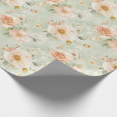 Perzik Mint Mooie Roze Bloem Bruiloft Feest Cadeaupapier (Hoek)