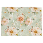 Perzik Mint Mooie Rozen Bloemrijke Bruiloft Feest Groot Cadeauzakje (Achterkant)