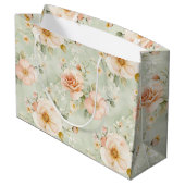 Perzik Mint Mooie Rozen Bloemrijke Bruiloft Feest Groot Cadeauzakje (Achterkant Gekanteld)