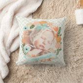 Perzik Mint Nursery Floral Wreatfoto Aangepast Kussen (Deken)