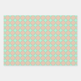 Perzik & Mint Pastels Wrapping Papier Flat Sheet S Inpakpapier Vel