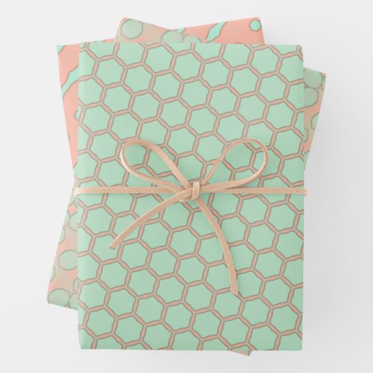 Perzik & Mint Pastels Wrapping Papier Flat Sheet S Inpakpapier Vel (In situ)