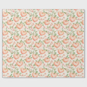 Perzik Mint Pretty Hart Bloemen Verjaardag Cadeaupapier (Vlak)