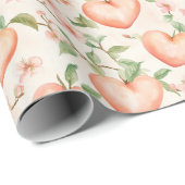 Perzik Mint Pretty Hart Bloemen Verjaardag Cadeaupapier (Rol Hoek)