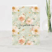 Perzik Mint Pretty Rozen Bloemrijke Bruiloftsdouch Kaart (Voorkant)