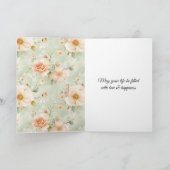 Perzik Mint Pretty Rozen Bloemrijke Bruiloftsdouch Kaart (Binnen)
