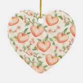 Perzik Mint Pretty Rozen Bloemstrepen Keramisch Ornament (Achterkant)