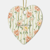 Perzik Mint Pretty Rozen Bloemstrepen Keramisch Ornament (Links)