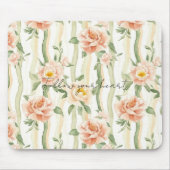Perzik Mint Pretty Rozen Bloemstrepen Muismat (Voorkant)