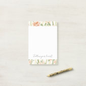 Perzik Mint Pretty Rozen Bloemstrepen Post-it® Notes (Op bureau)