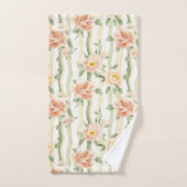 Perzik Mint Rozen Bloem Strepen Bad Handdoek (Handdoek)