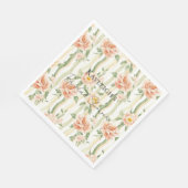 Perzik Mint Rozen Bloemrijke Strepen Bruidsdouche Servet (Hoek)