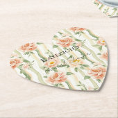 Perzik Mint Rozen Bloemrijke Strepen Bruidsmeisjes Kartonnen Onderzetters (Gekanteld)